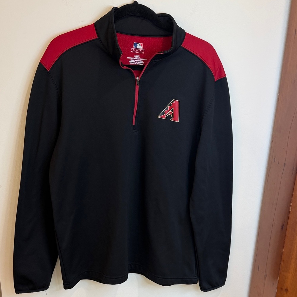MLB Arizona Diamondbacks Black/Red Quarter Zip Pullover, Fleece Interior, Large